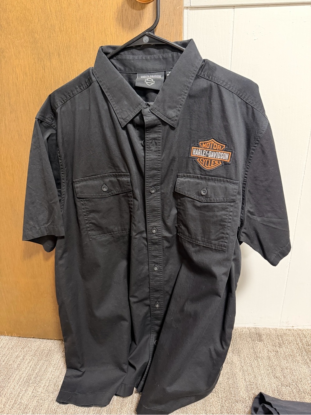Harley-Davidson Black Shirt Jacket with Orange Patch